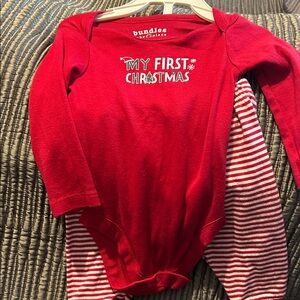 Bundles Baby Place Red Christmas Bodysuit